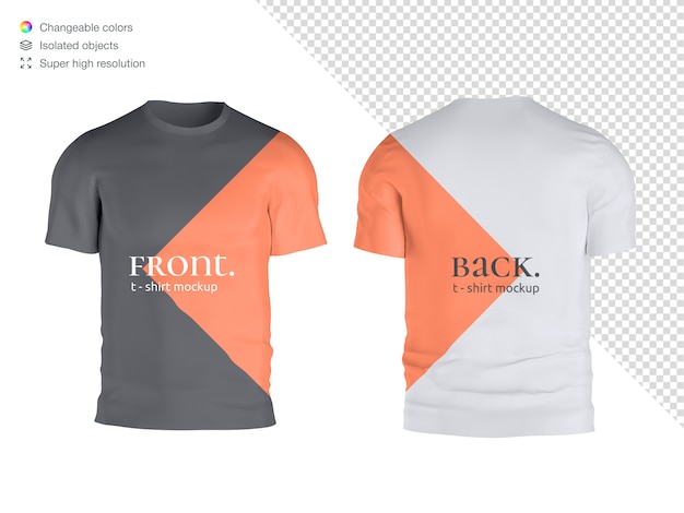 Premium PSD | Front and back t-shirt mockup isolated