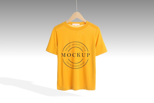  Front side yellow t-shirt mockup isolated