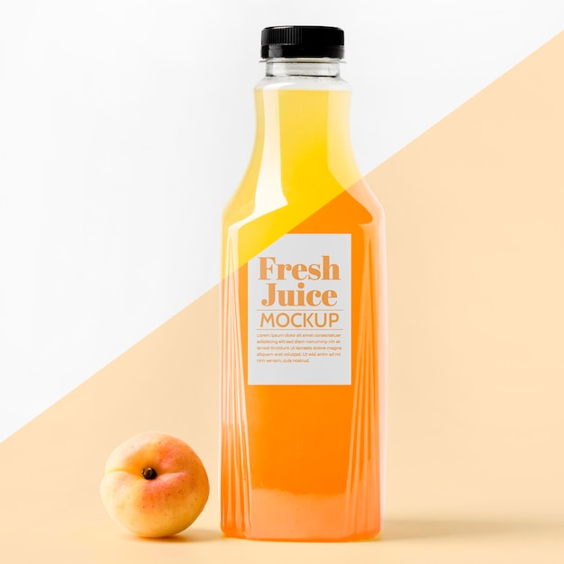 Download Free Psd Front View Of Clear Glass Bottle With Peach PSD Mockup Templates