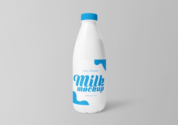 Download Premium Psd Front View Of Glossy Plastic Milk Bottle Mockup