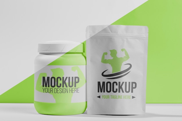 Download Free PSD | Front view green nutrients gym mock-up concept