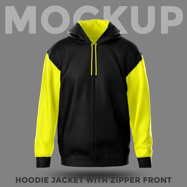 Download Premium Psd Front View Hoodie Jacket With Zipper Mockup