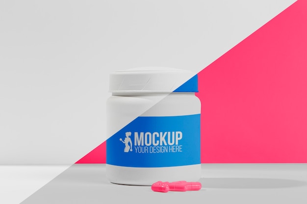 Free PSD | Front view pills gym mock-up concept