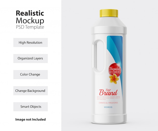 Download Premium PSD | Front view of plastic detergent bottle mockup