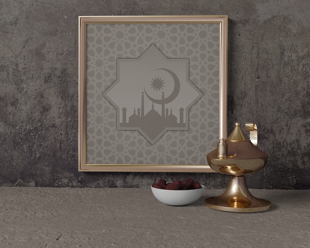 Download Free Psd Front View Ramadan Composition Mock Up With Frame