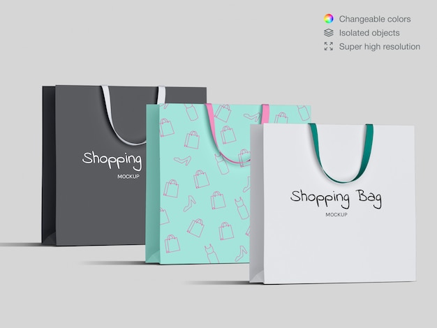 Download Front view shopping paper bags mockup template | Premium PSD File