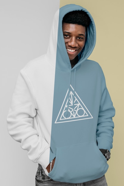 Download Free Psd Front View Of Smiley Man In Hoodie