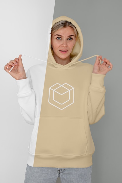 Download Free Psd Front View Of Stylish Woman In Hoodie