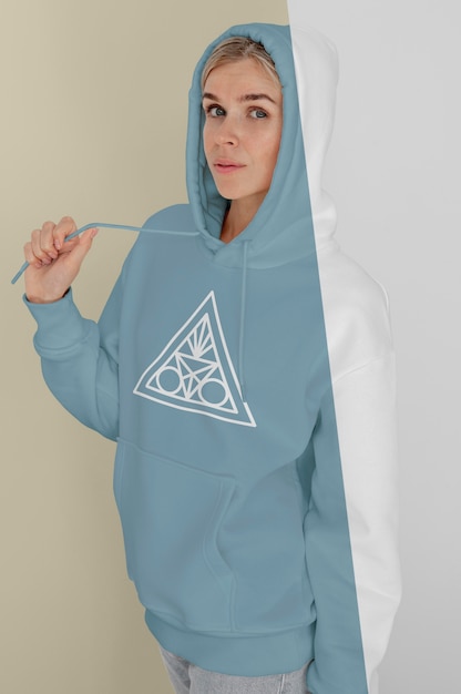 Download Free Psd Front View Of Stylish Woman In Hoodie