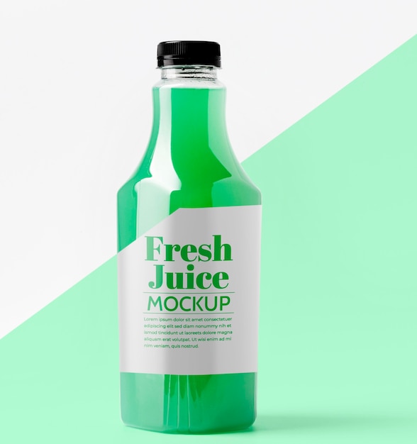 Download Free Psd Front View Of Transparent Glass Bottle With Juice