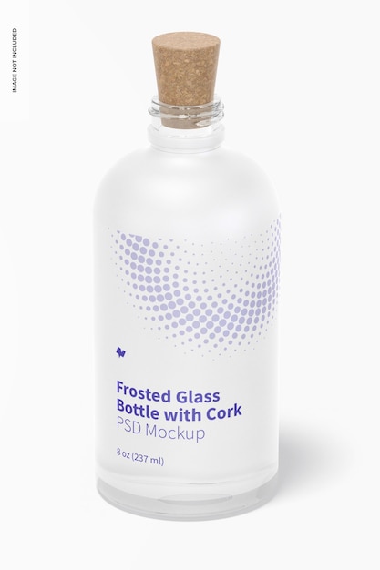 Download Free Psd Frosted Glass Bottle With Cork Mockup