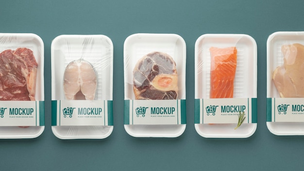 Download Free Psd Frozen Food Arrangement With Mock Up Packaging