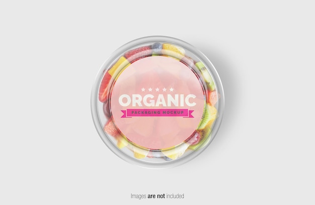 Download Premium PSD | Fruit salad box mockup with sticker