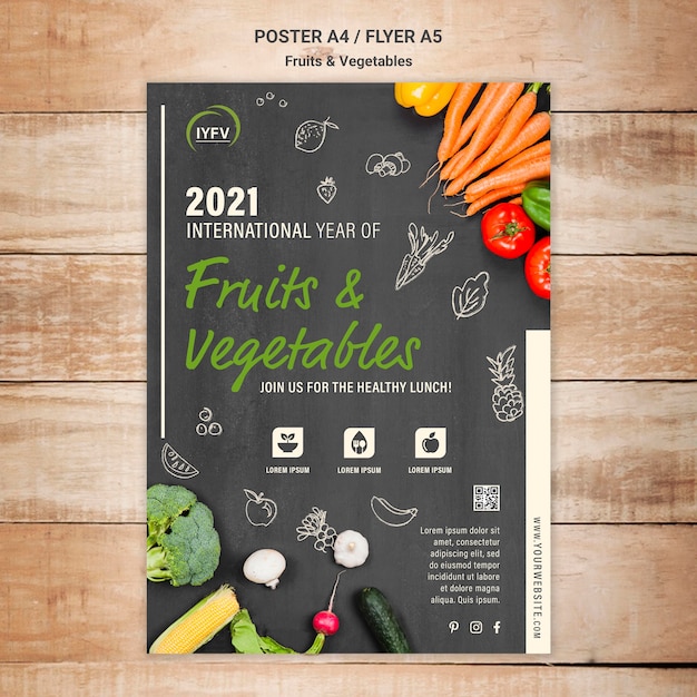 Free PSD | Fruits and vegetables year flyer template