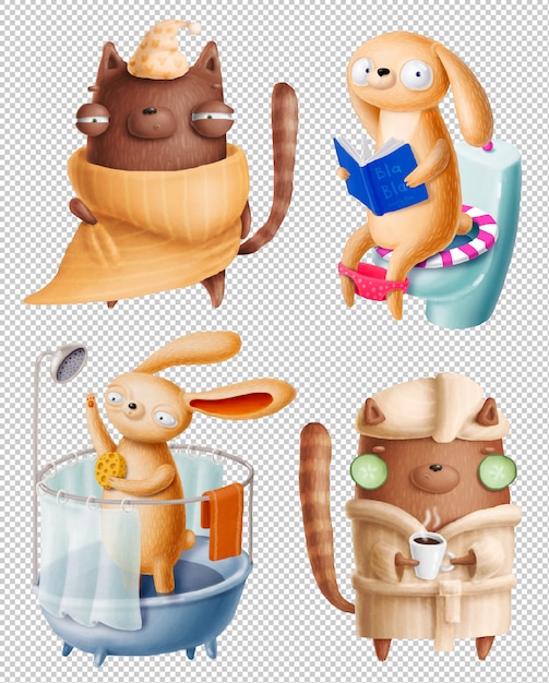 Funny animals clipart | Premium PSD File