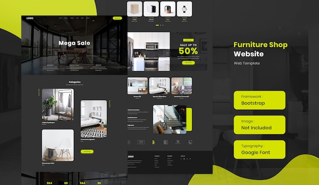 weduwe schokkend Zeeanemoon Premium PSD | Furniture and interior online shop ecommerce website template  in dark mode