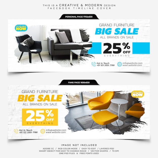 Furniture sale facebook timeline cover banner | Premium PSD File