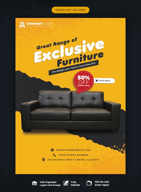 Premium PSD | Furniture sale flyer template