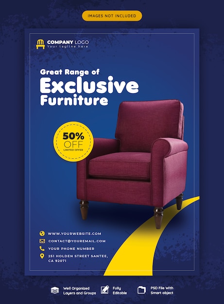 Furniture sale flyer template Premium Psd