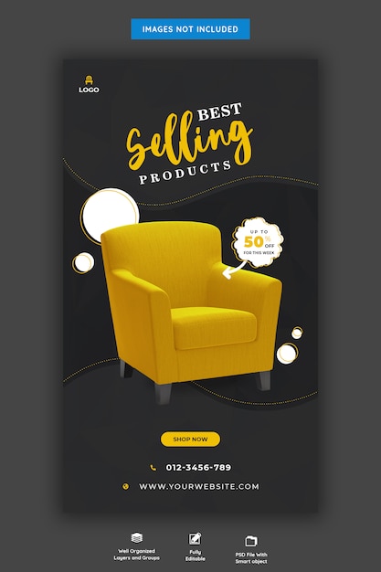Furniture sale instagram story banner Premium Psd