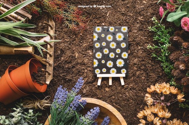 Download Gardening mockup with board PSD file | Free Download