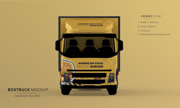 Download Premium PSD | Generic big box truck car mockup front view