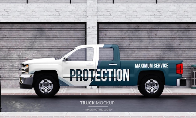 Pickup Truck Mockup - Top View File Mockups