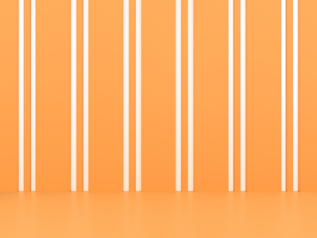 Geometric shape white line podium display in orange pastel background mockup Premium Psd