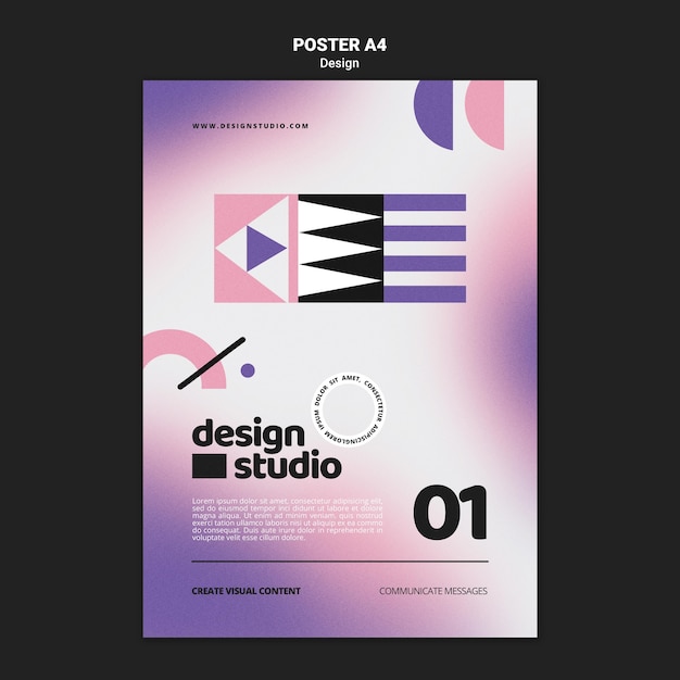 Free PSD Geometric vertical poster template for design studio