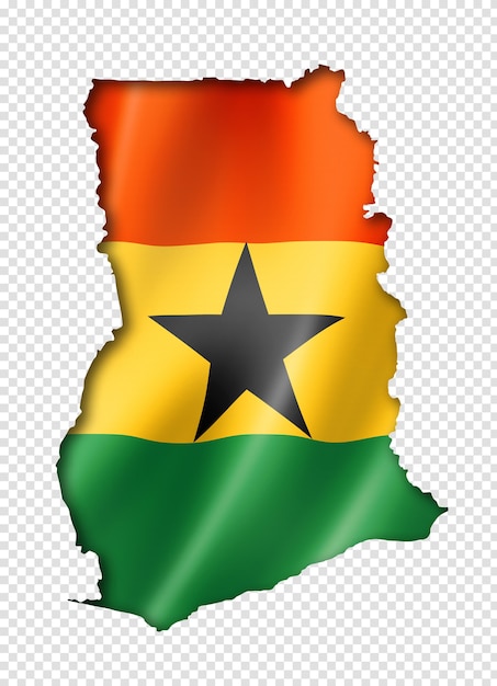 Premium PSD  Ghana flag map, three dimensional render, isolated on white