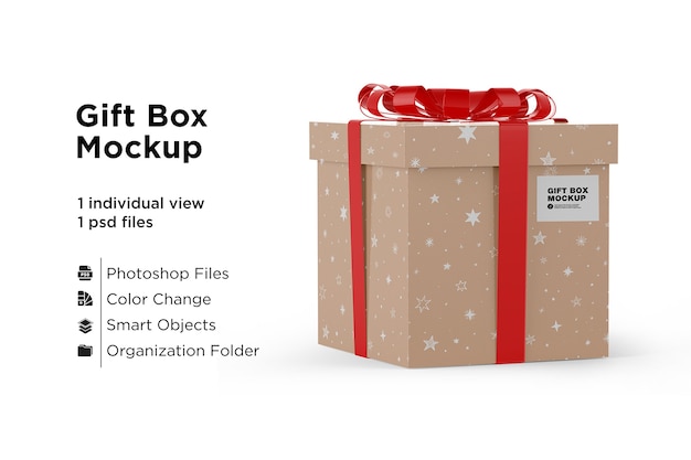 Download Premium PSD | Gift box wirh red ribbon mockup