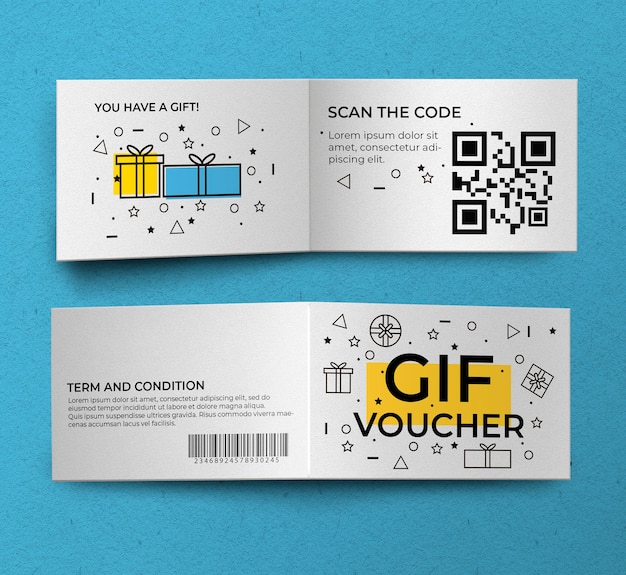 Download Free PSD | Gift voucher front and back mockup