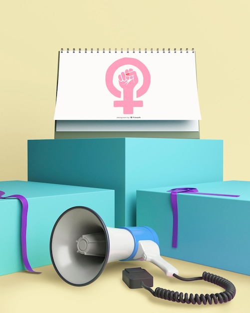 Download Girl power mock-up with megaphone | Free PSD File