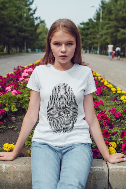 Download Premium PSD | Girl t-shirt mock-up