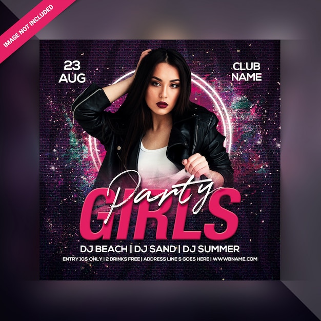 Premium PSD | Girls party flyer