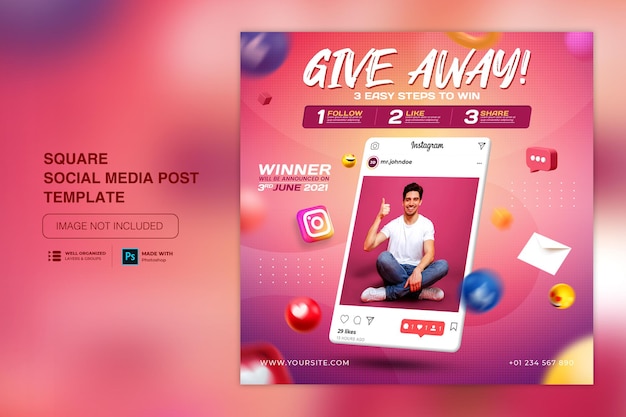  Give away contest social media post template