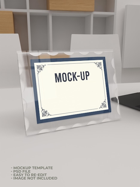 Premium PSD | Glass Acrylic Mockup On Table