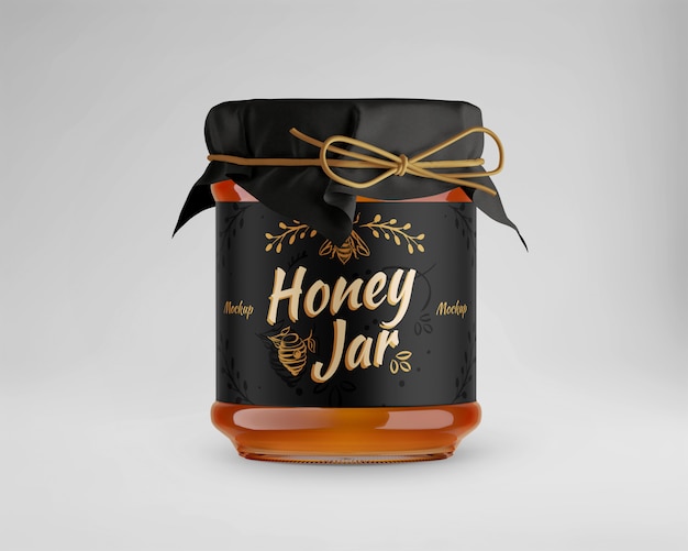 Download Premium Psd Glass Honey Jar Mockup With Paper Cap