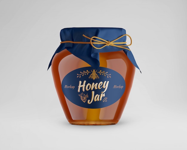 Download Premium Psd Glass Honey Jar Mockup With Paper Cap