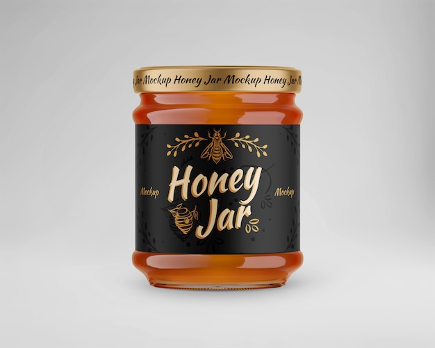 Download Glass honey jar mockup | Premium PSD File