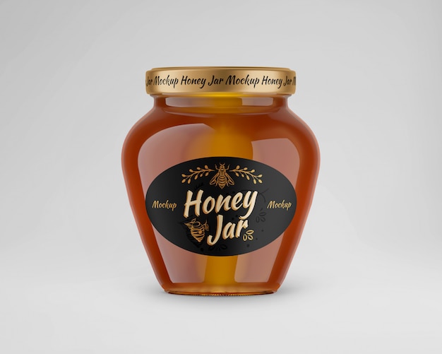 Download Glass honey jar mockup | Premium PSD File