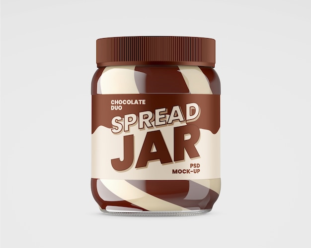 Download Premium PSD | Glass jar with duo chocolate spread mockup