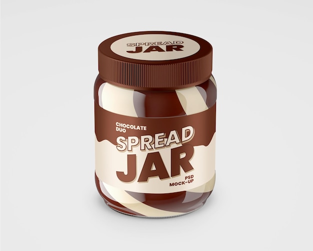 Premium PSD | Glass jar with duo chocolate spread mockup