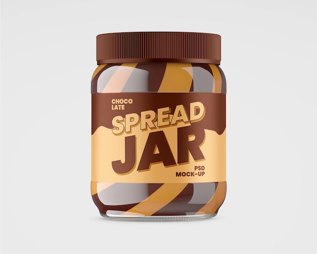 Premium PSD | Glass jar with duo chocolate spread mockup