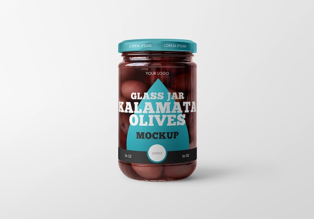 Download Premium Psd Glass Jar With Kalamata Olives Mockup Design