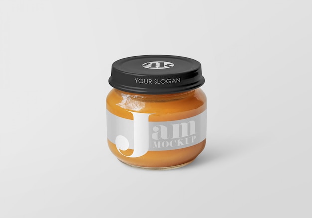 Download Premium Psd Glass Jar With Peach Jam Mockup PSD Mockup Templates
