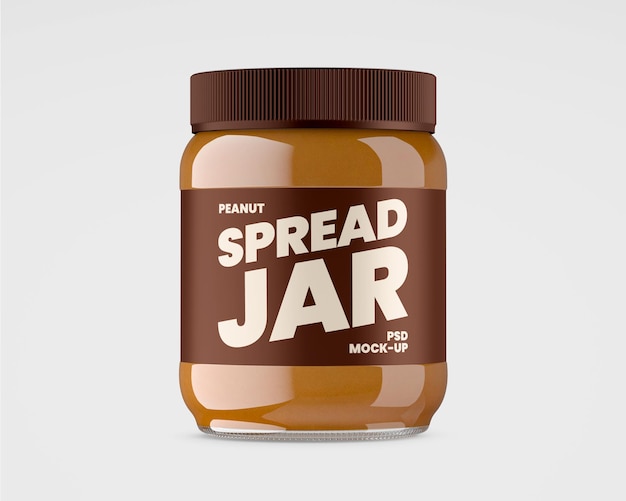 Download Premium Psd Glass Jar With Peanut Butter Mockup