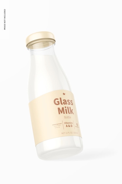 Download Free Psd Glass Milk Bottle Mockup Leaned