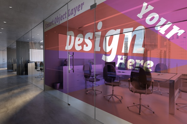 Download Premium Psd Glass Office Room Wall Mockup