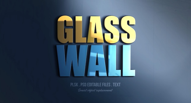 Glass wall 3d text style effect mockup PSD file | Premium ...